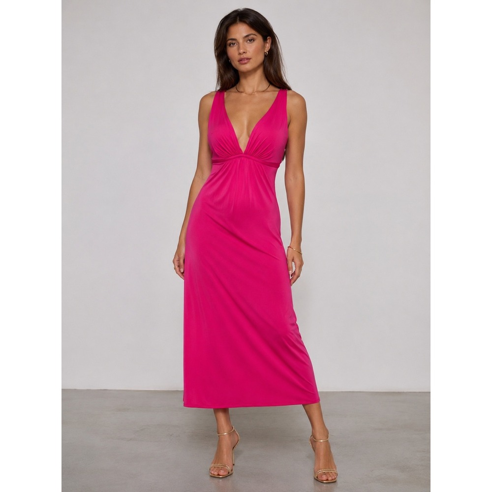 NATORI Aphrodite Fuchsia Jersey Slip Dress S Y2K Romantic Bombshell Minimalist